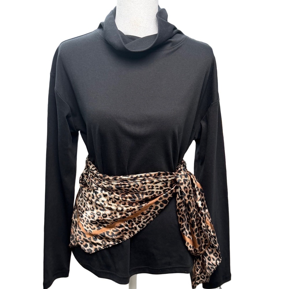 Lands End Black Turtleneck Long Sleeve Mock Neck Top Women Small Minimalist CBK